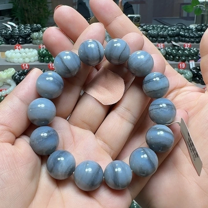 未镶嵌手链和田玉新疆青花一线天卡16