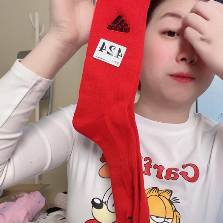 三醋酯纤维多叶草红色男袜424