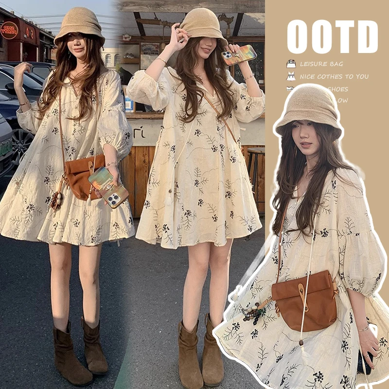 孕妇裙2025夏季新款宽松休闲洋气她们气质减龄百搭孕妇印花连衣裙