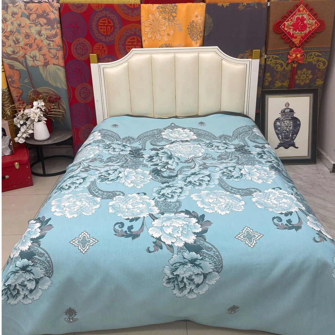 【富贵同春蓝】纱布盖毯四季毯--230*250 1