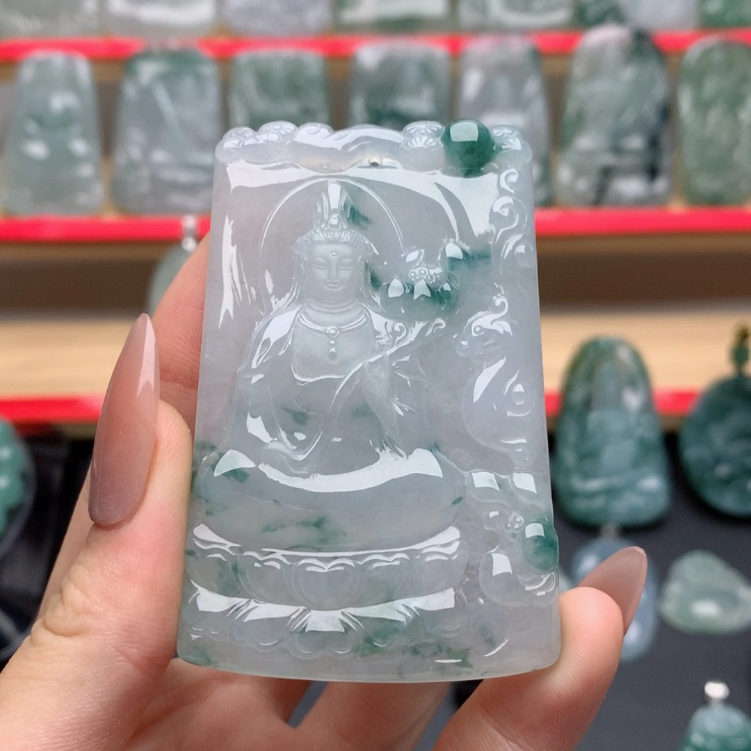 奋***斗翡翠未镶嵌颈饰大势至
