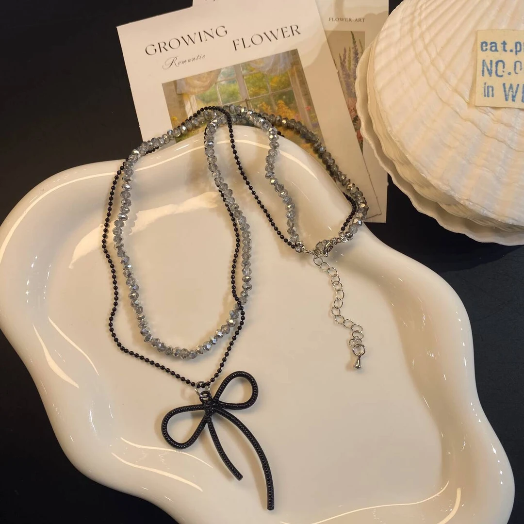 铜合金项链 串晶蝶结项链3313