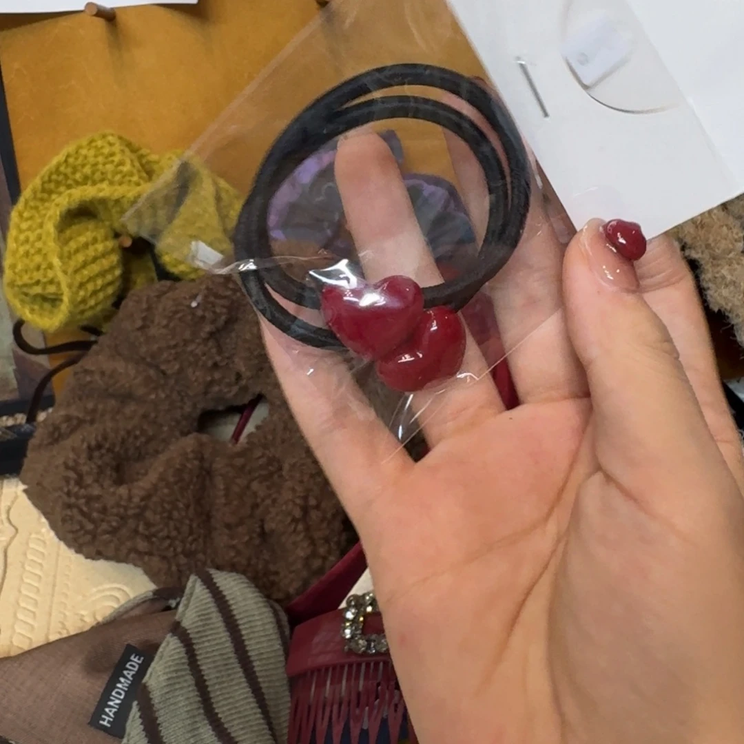 布艺铁合金爱心发绳