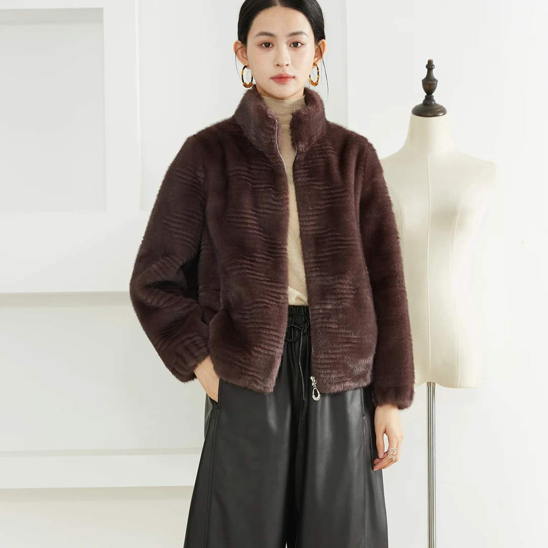 SILVIYE貂毛外套保暖环保皮草宽松显瘦立领外套2025冬WT52473
