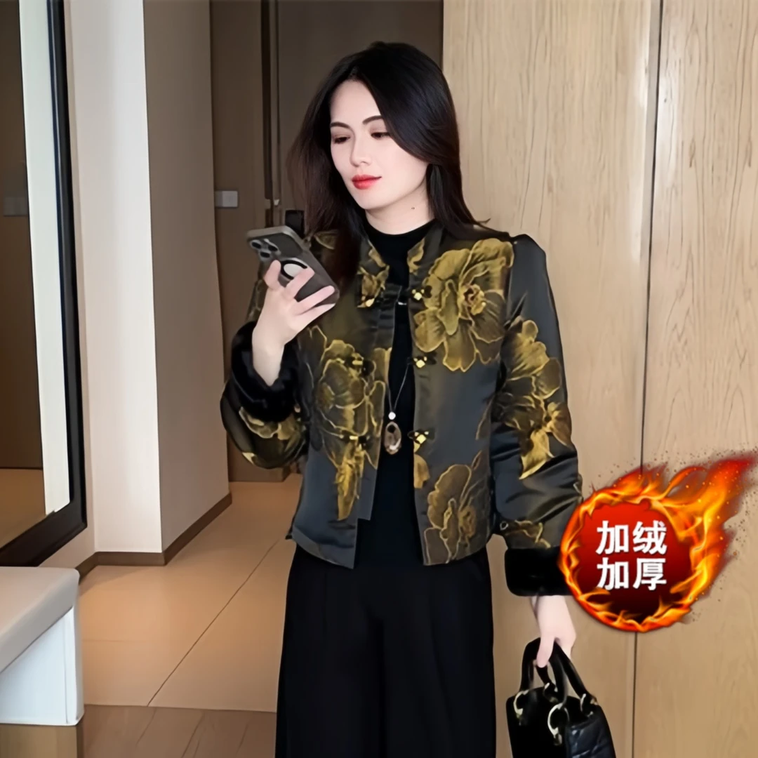 国风新中式女装洋气百搭秋冬季加绒加厚中国风女装国潮风高端女装