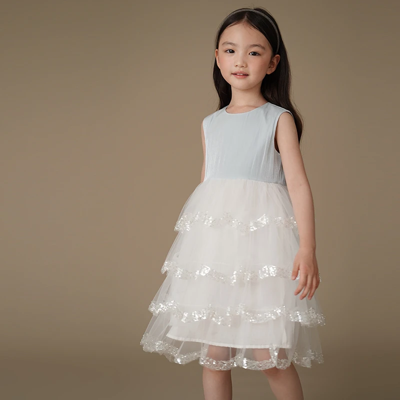 哈齿童装夏季儿童连衣裙女童演出服公主裙中大童蛋糕裙长款纱裙夏