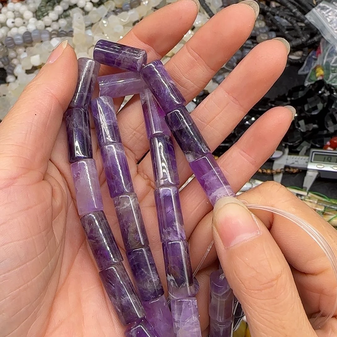 玛瑙/玉髓合金珠宝半成品紫水晶8-17mm一条