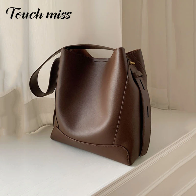 TOUCH MISS时尚百搭软皮水桶包大容量托特包真皮单肩包斜挎女包潮
