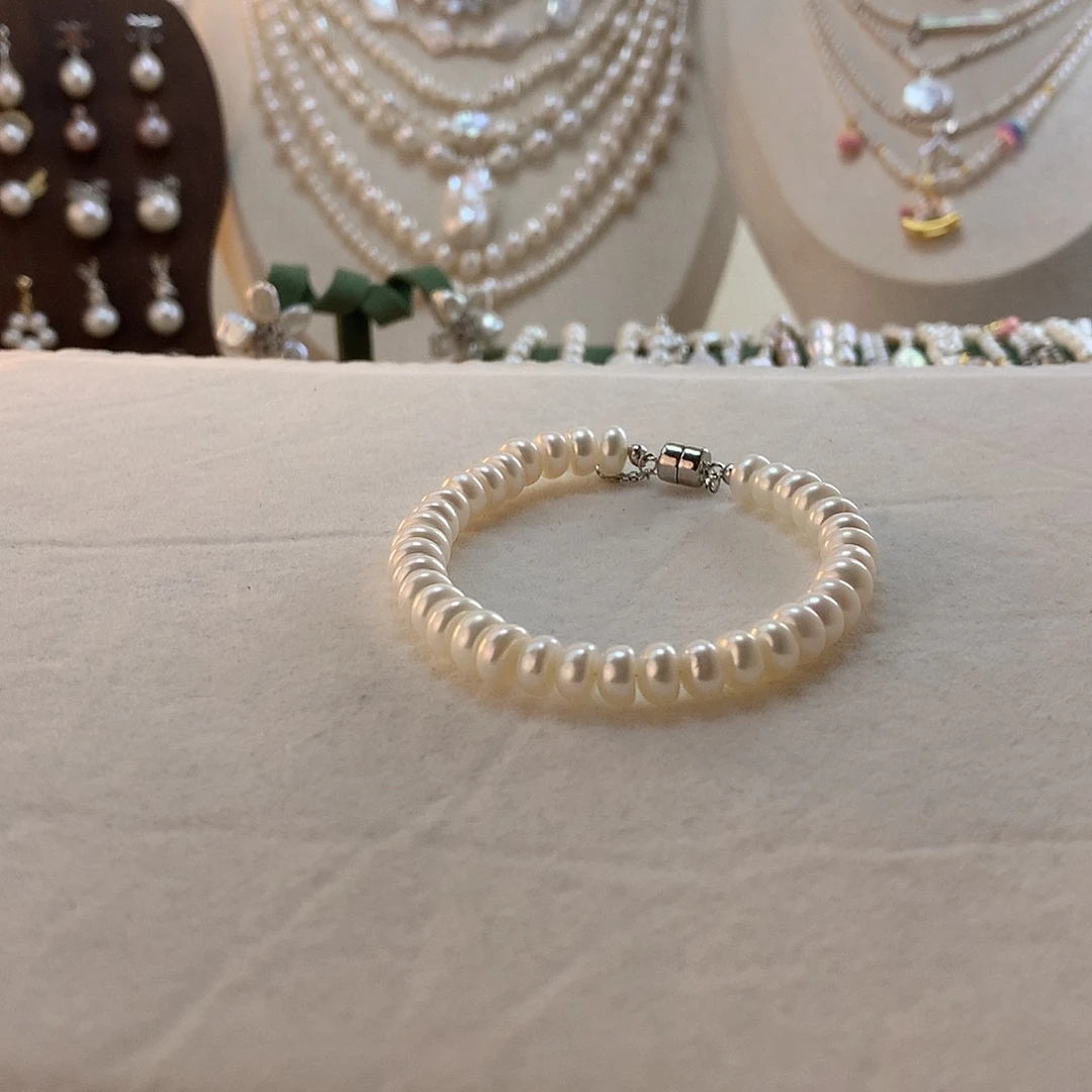 淡水珍珠手绳银S925镶嵌