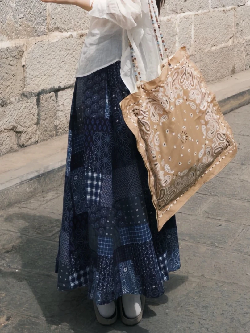 seashells@1556 韩系松弛感拼接半身裙    7-19