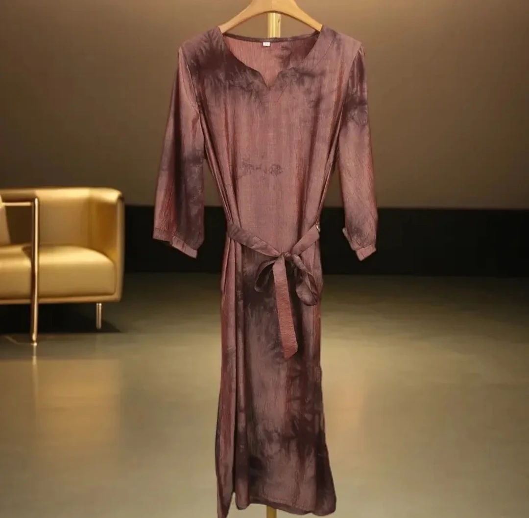 【时装高定款】扎染修身印花连衣裙女装大码连衣裙