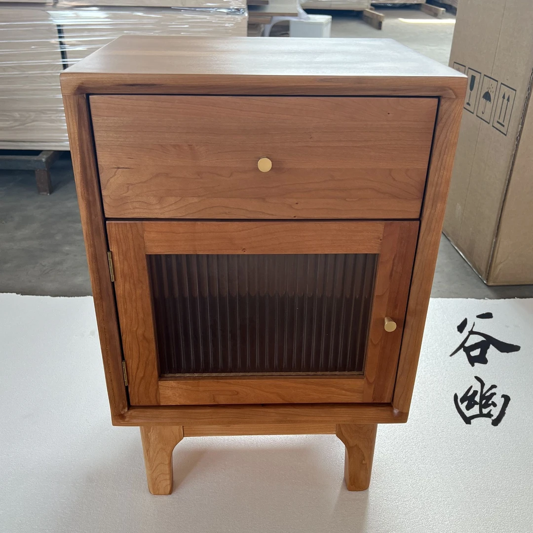樱桃木实木床头柜日式简约收纳柜子边角柜卧室小户型床边柜北欧