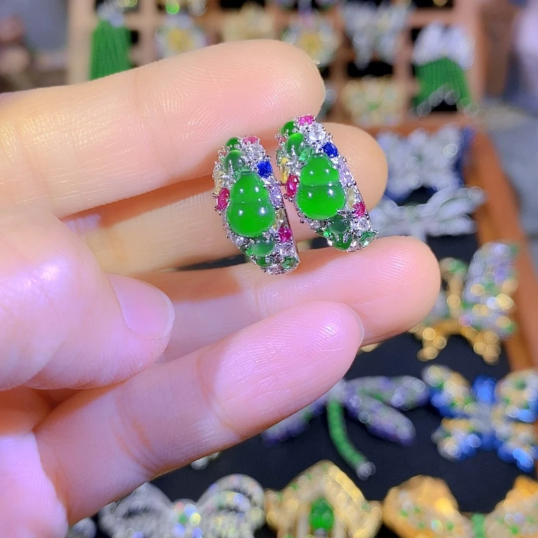 吊坠(不含链)银S925镶嵌翡翠