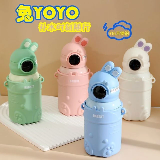 指纹水杯卡通儿童水杯智能水杯指纹显温保温杯成人小孩男孩女孩户