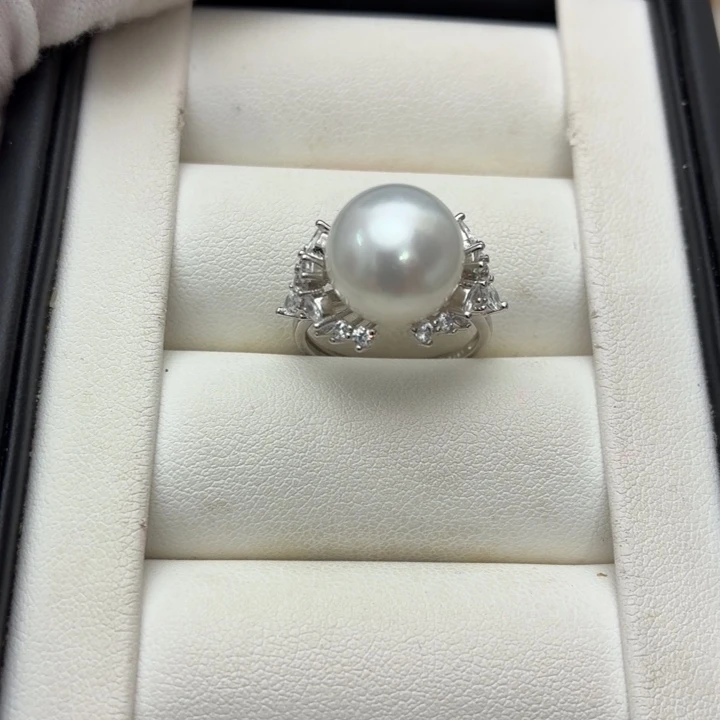 戒指海水珍珠银S925镶嵌