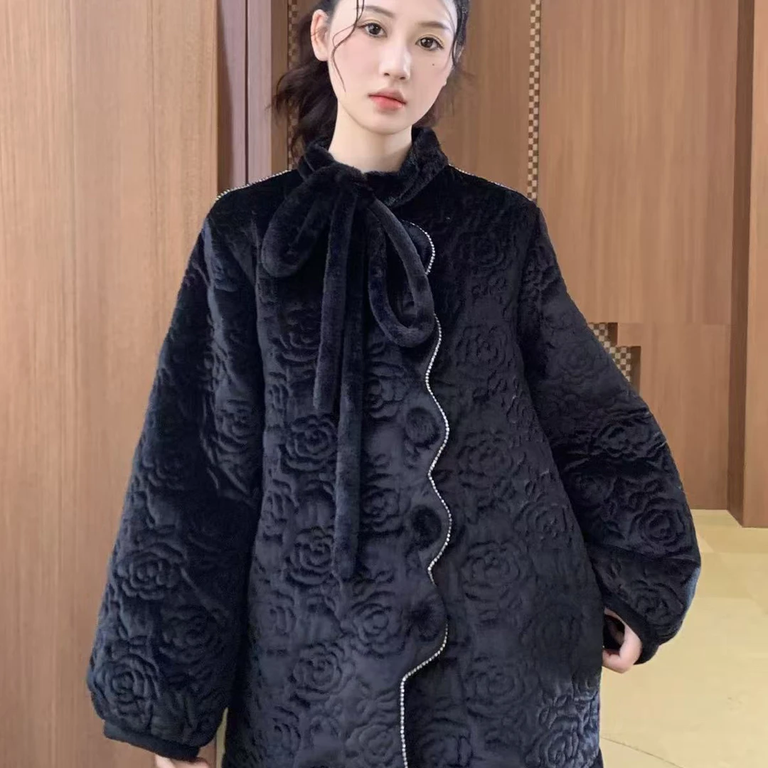 原艾慕优.原创黑公主三层夹棉加厚冬季可外穿睡衣家居服