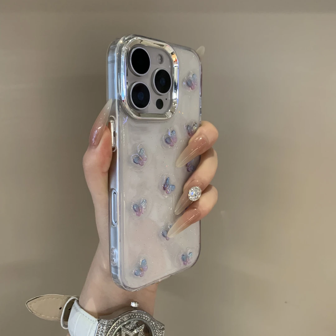简约透明蝴蝶适用于苹果16手机壳iPhone15耐脏14Plus潮款13/12/11