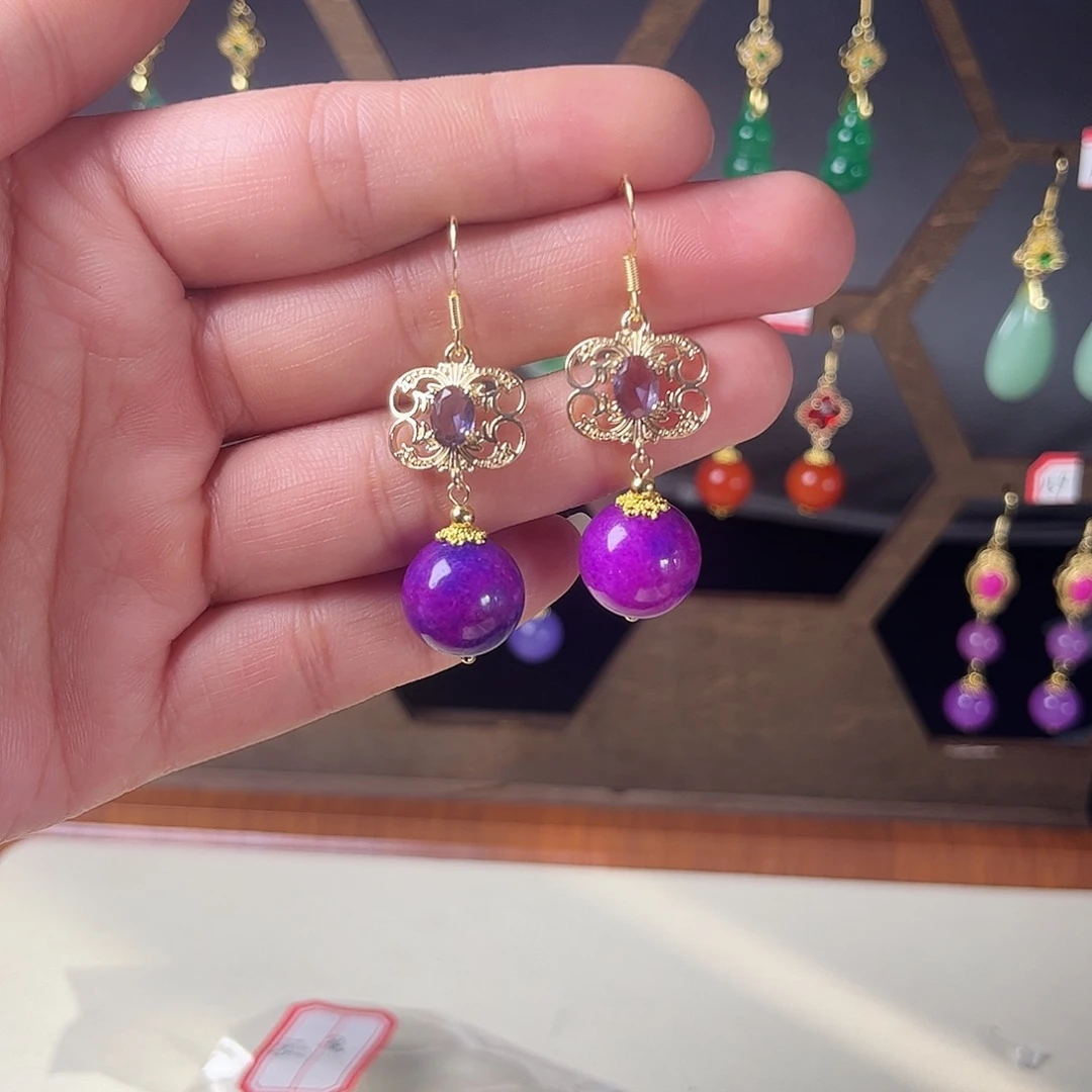 珐琅合金925银耳饰