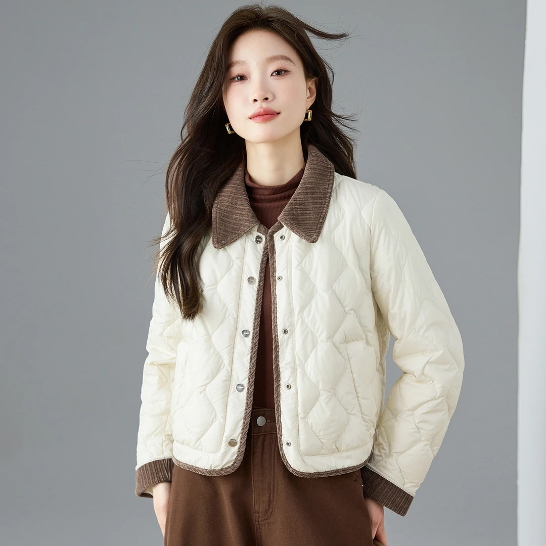 小个子轻薄服女2025冬季新款修身显瘦减龄短款拼接棉衣外套