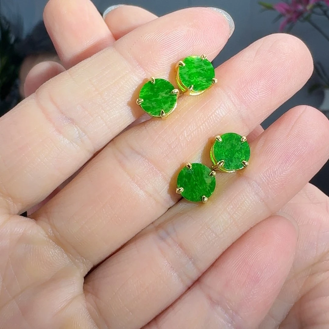 翡翠耳饰银S925镶嵌多样性发货其一