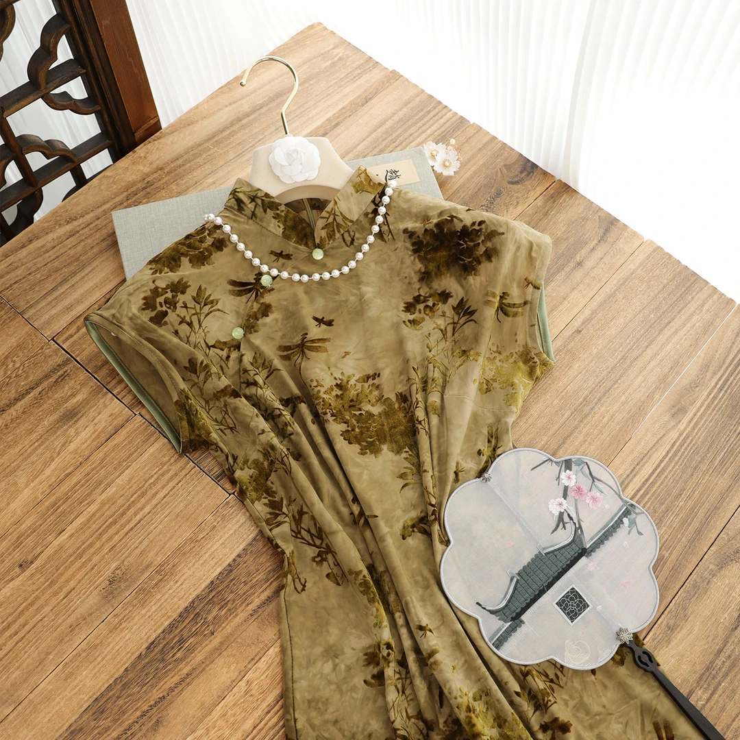 俏娘鱼黄色复古新中式改良短袖旗袍女2025新款日常可穿优雅老上海