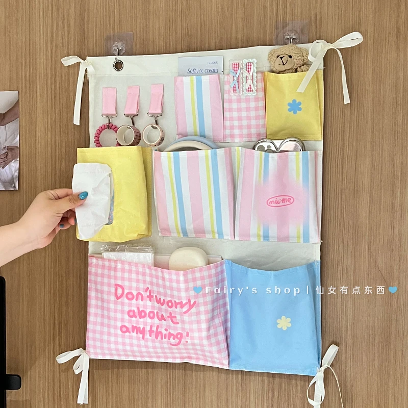 花朵收纳挂袋分区多格2025新款家用学生衣柜宿舍柜门后杂物整理袋