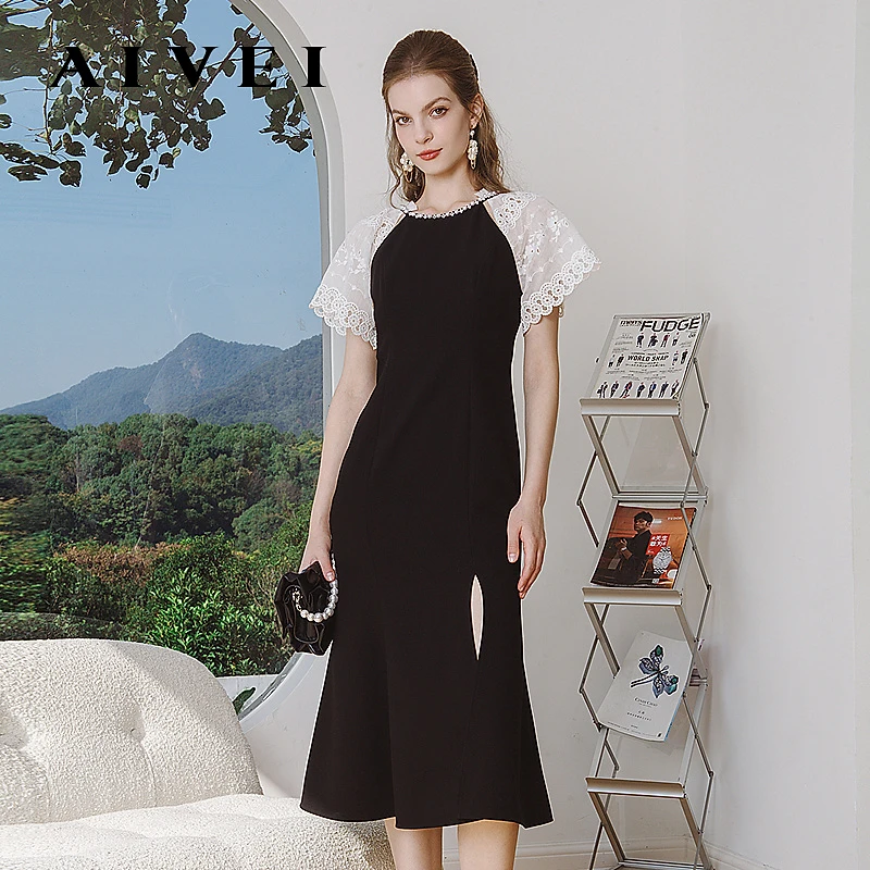 AIVEI艾薇度假生日晚宴茶歇开叉连衣裙R0360029