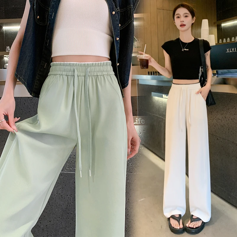 2025春季新款高品质显瘦小个子高腰黑色百搭垂感休闲西装直筒裤女