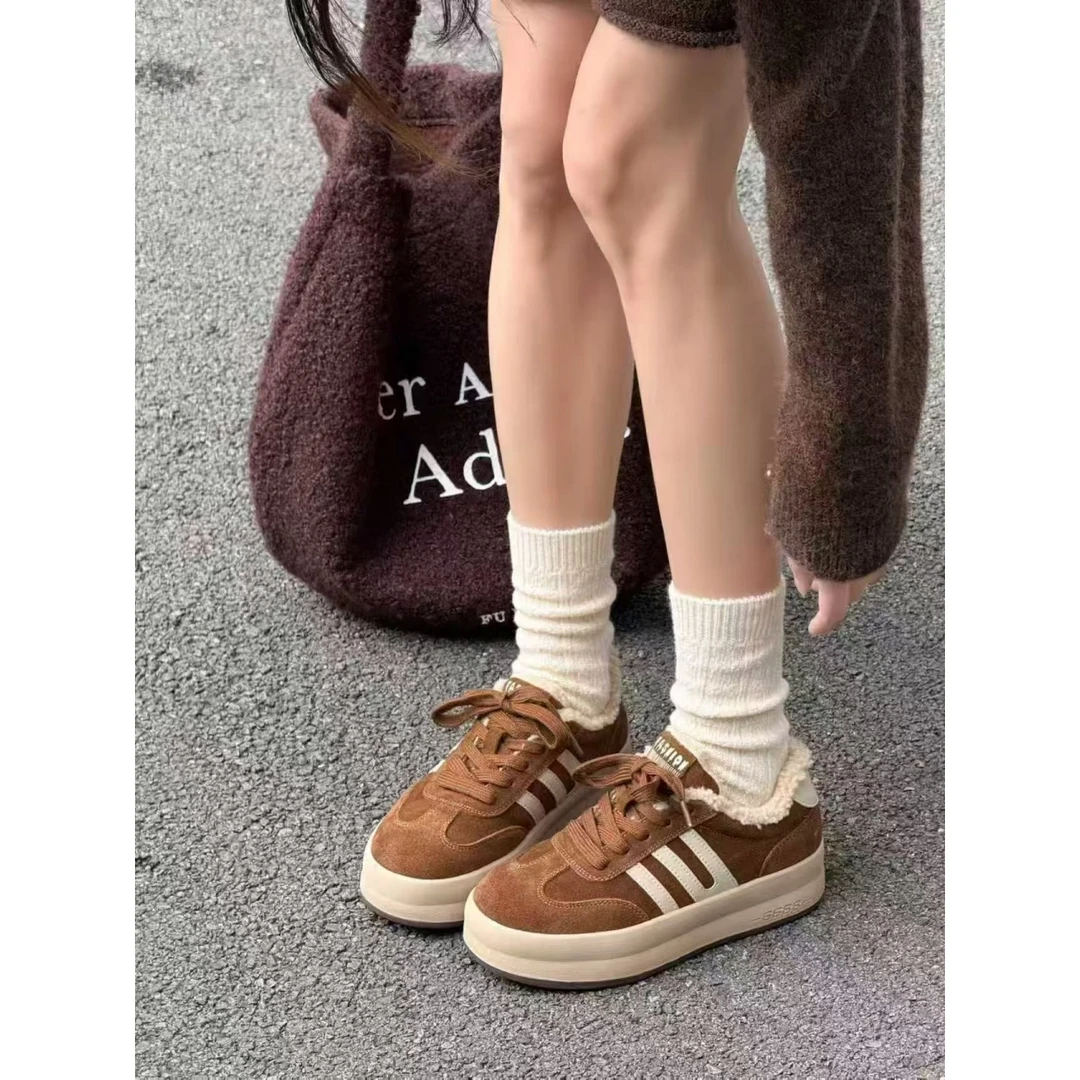 ⭐芊家⭐冬季加绒德小训休闲鞋-脚胖拍大