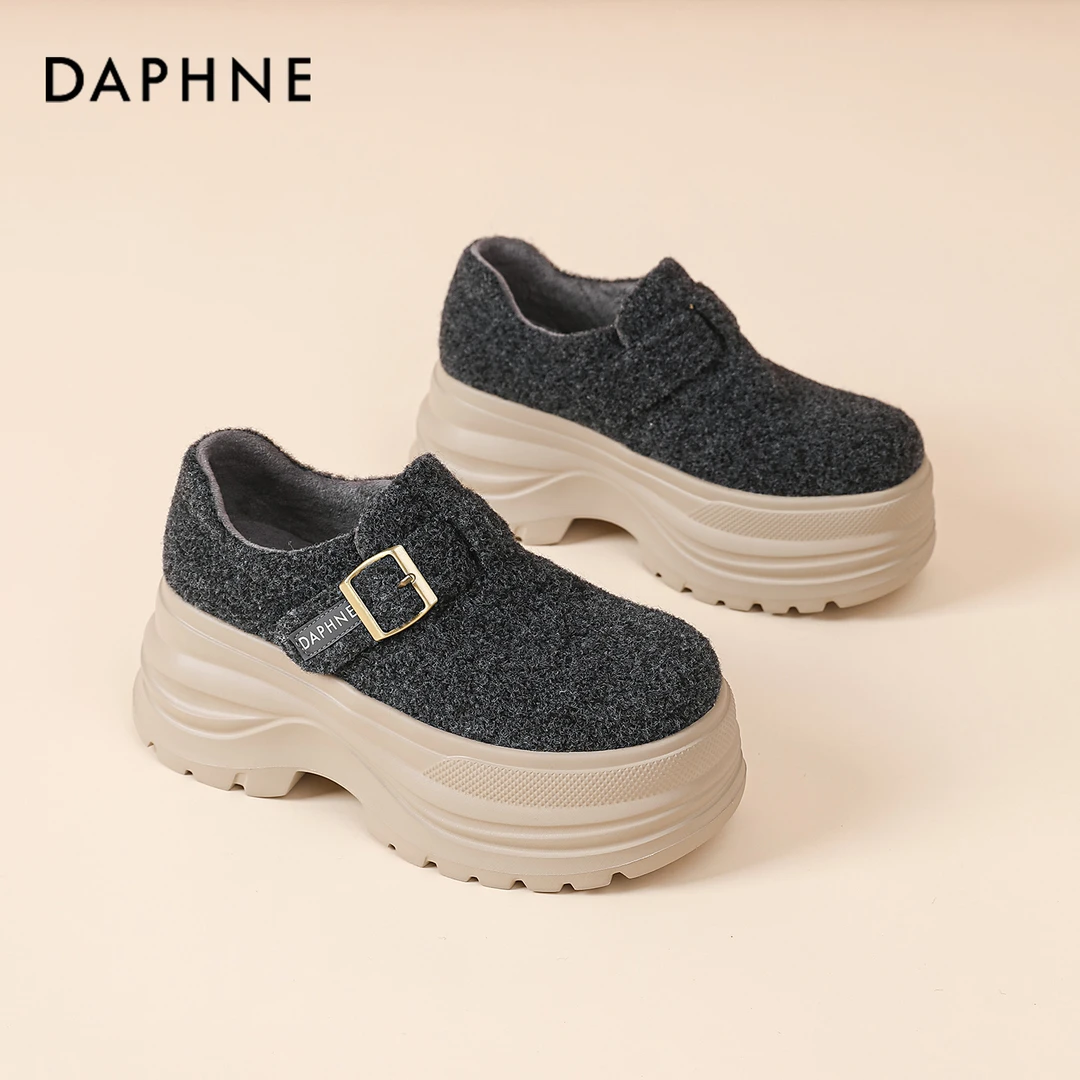 达芙妮厚底棉鞋女冬季加绒加厚2025新款勃肯鞋百搭爆款增高雪地靴