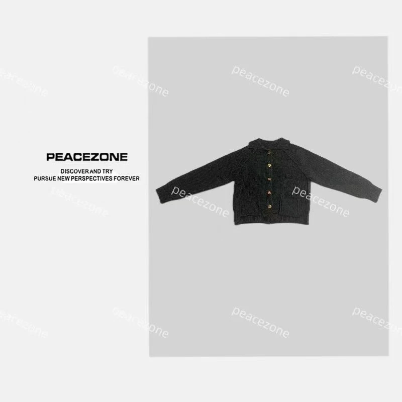 Peacezone 进口100羊毛 秋冬复古慵懒风毛衣外套/6445