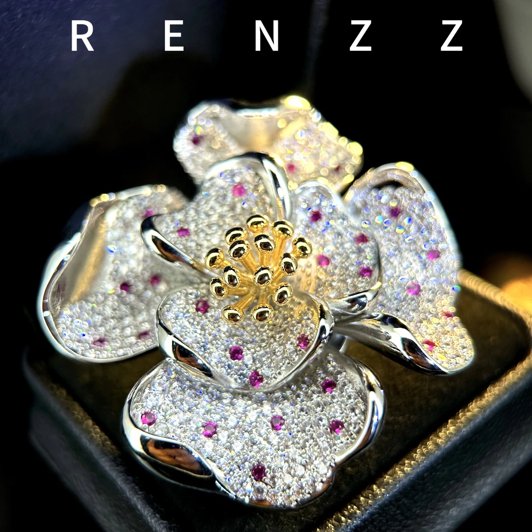 0345海棠花轻奢磁吸扣（大版）胸针