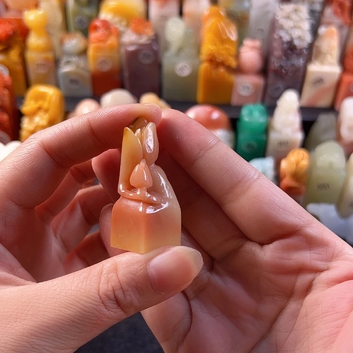 老挝石印石手工定制，1.7厘米，玉兰，包刻