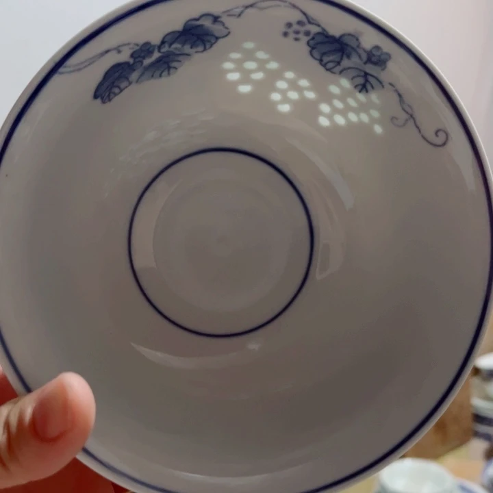 青花玲珑6寸面碗葡萄