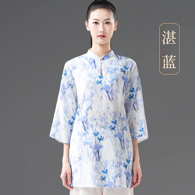 武印象新款印花云丝棉女款太极服上衣春夏款练功服太极拳休闲服装