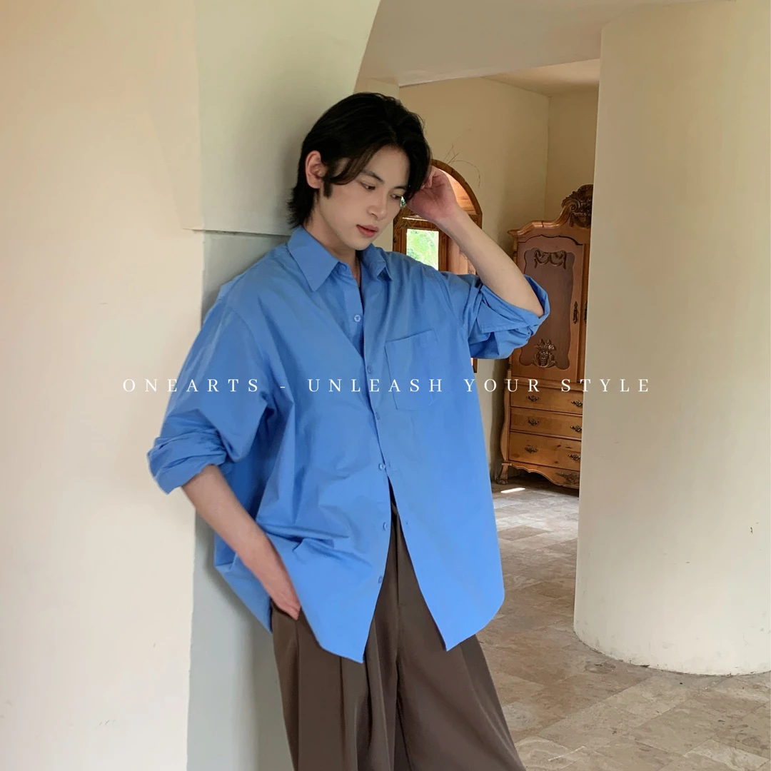 马克华菲cleanfit韩系慵懒风宽松纯棉衬衫高级感痞帅衬衫