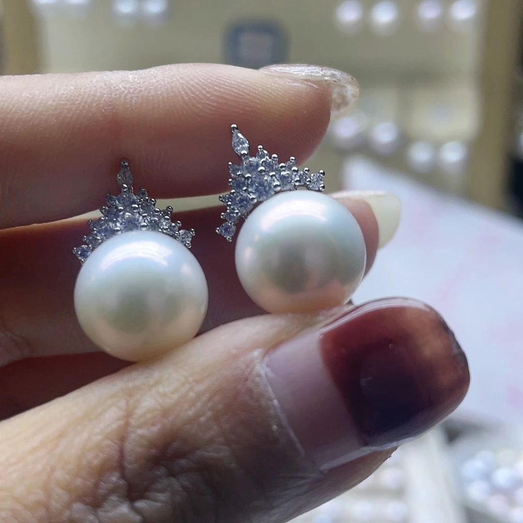淡水珍珠耳饰银S925镶嵌