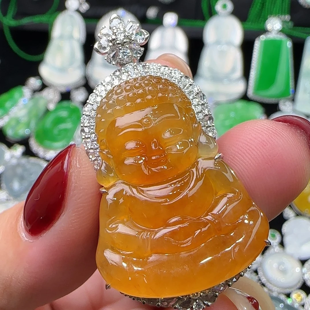 翡翠18K金镶嵌颈饰天然翡翠