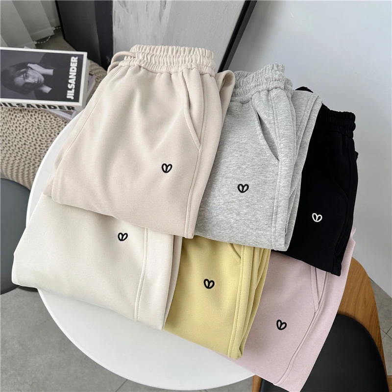 春秋巨显瘦爱心多色系简约收口休闲运动裤裤子时尚百搭舒适薄款