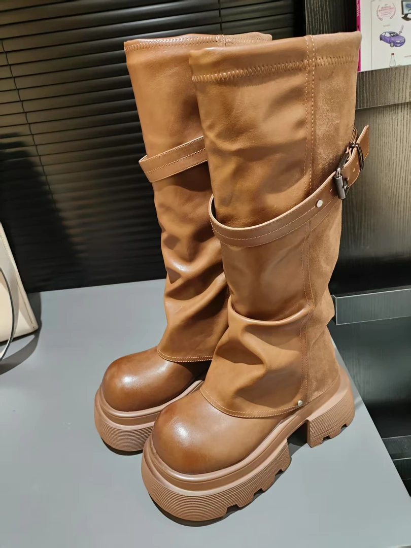 【HeiPa】安暖家春季穿新款厚底带时尚韩版靴子女款