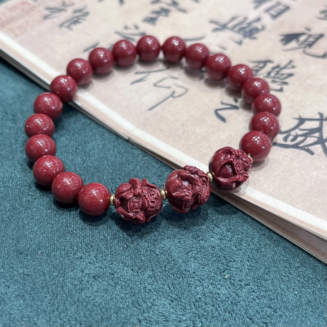 含辰砂工艺品三合生肖紫金砂手串