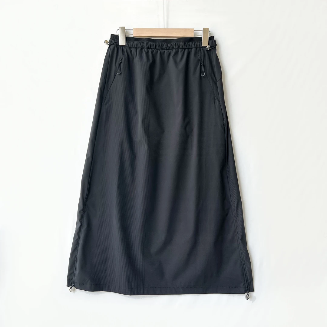 P602 户外干爽洞洞布薄款修身直筒松紧腰过膝半身裙休闲裙女