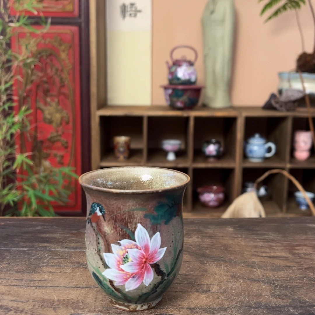 杯柴烧手工手绘陶瓷