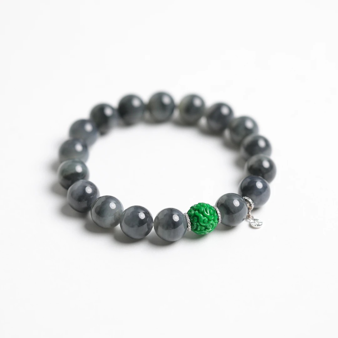 本真 | 一团和气 | 严选精品和田玉高色青花10mm手串