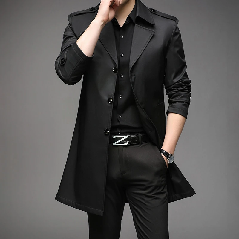 2025新款男士春秋休闲风衣英伦风中长款户外服帅气商务潮流外套男