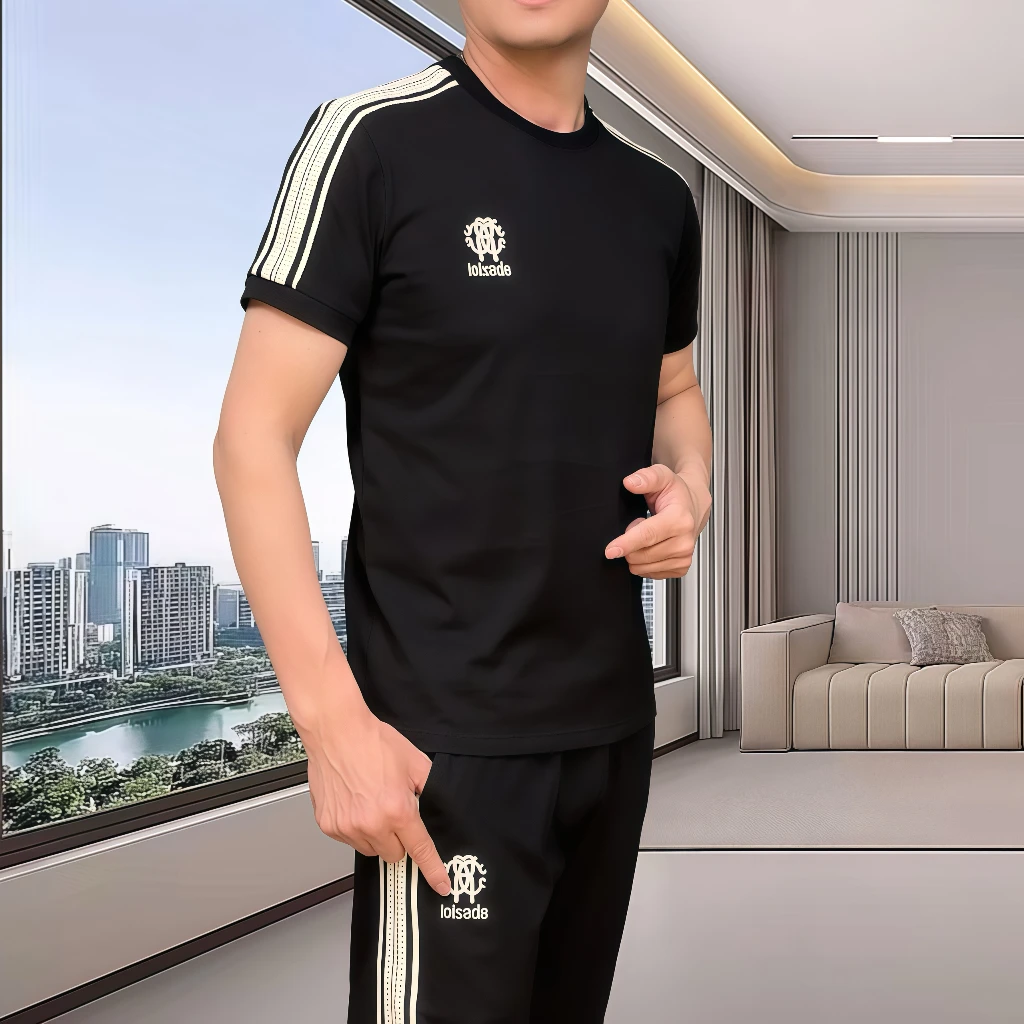 T恤简约夏季商务短袖男士几何透气上衣休闲百搭polo衫男短袖