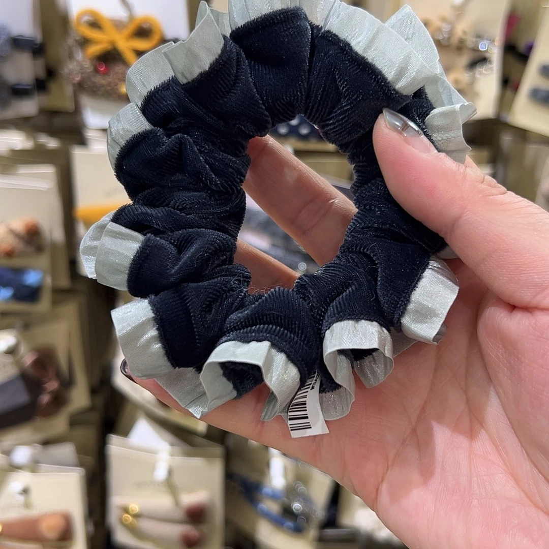 布艺非金属蓝色丝绒小发圈