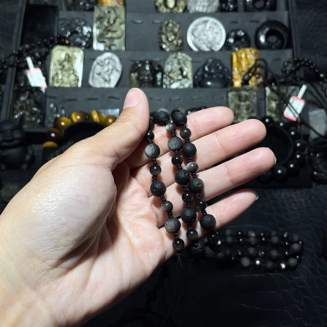 黑曜岩手链未镶嵌闫*宝