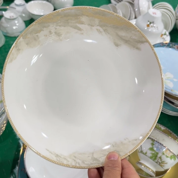 瓷片海岸八寸深盘四个微瑕
