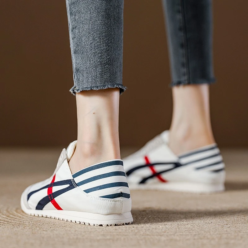 夏季薄款德训鞋女款2025新款软底透气华夫阿甘鞋休闲一脚蹬帆布鞋